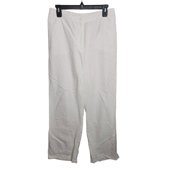 Eileen Fisher White Lyocell Organic Linen Slub Wide Leg Pant Women Size Small - Picture 1 of 8